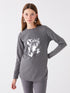 LC Waikiki Crew Neck Printed Long Sleeve Women's T-shirt